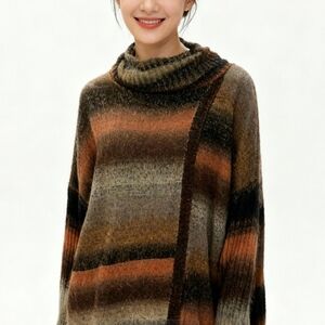 Dor Dor Couture Boho Cowl Neck Faux Poncho Sweater size XL